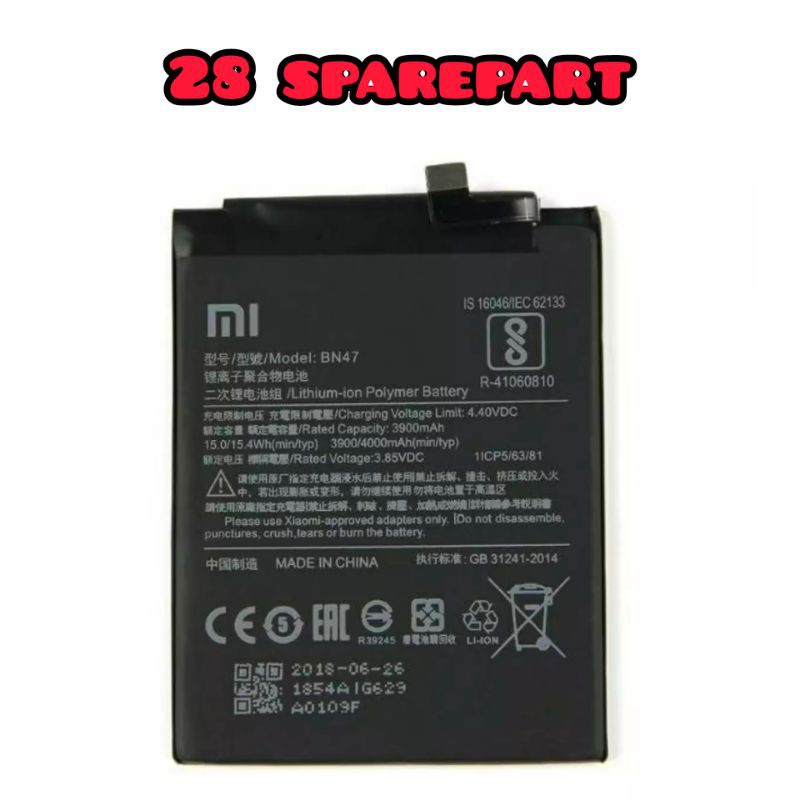 BATERAI/BATRE BN47 XIAOMI REDMI 6PRO/MIA2 LITE ORIGINAL 100%