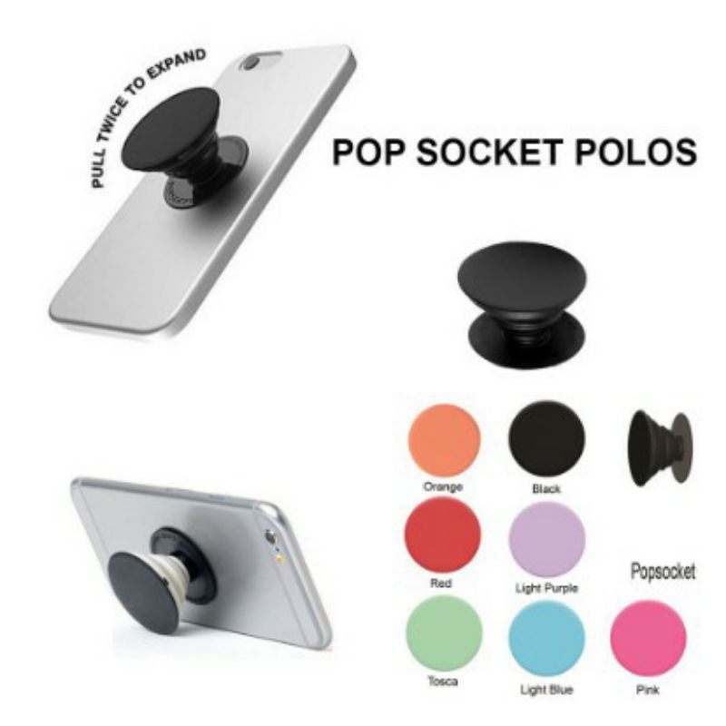 Pop Socket Phone Stand Holder HP POLOS Aksesoris Pegangan Hook Penyangga