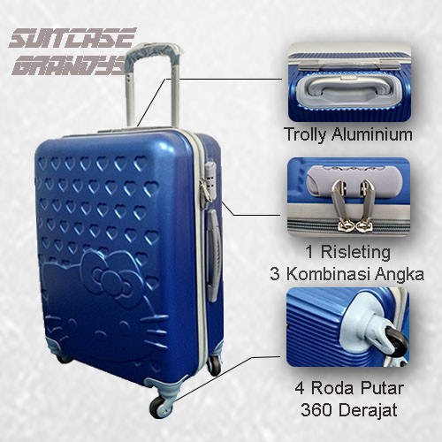 KOPER TAS TRAVEL MURAH RODA 4 UKURAN 24 INCH KOPER/ KOPER FIBER/ MODEL HELLO KITTY/ KOPER MURAH/ ABS