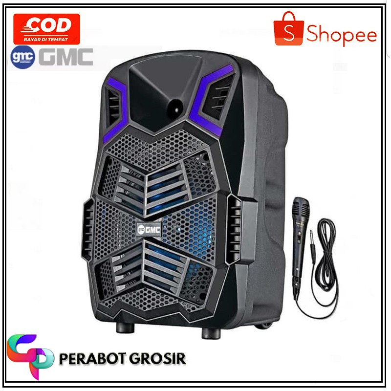 Speaker Bluetooth GMC 897J 8 Inchi Speaker Portable + Mic Kabel