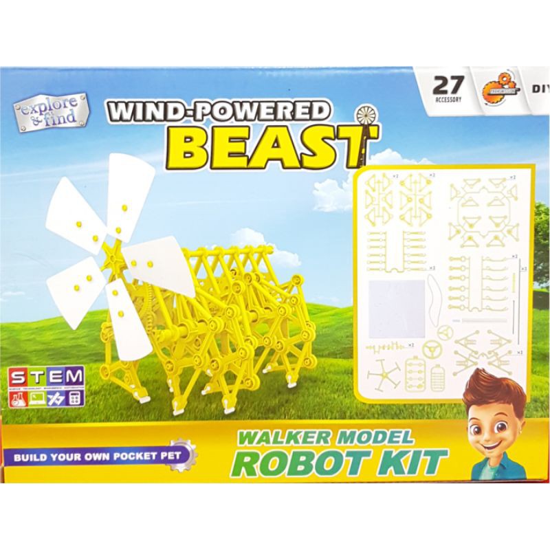 Mainan Anak Edukasi Science Wind Power Beast Walker Model Robot Kit