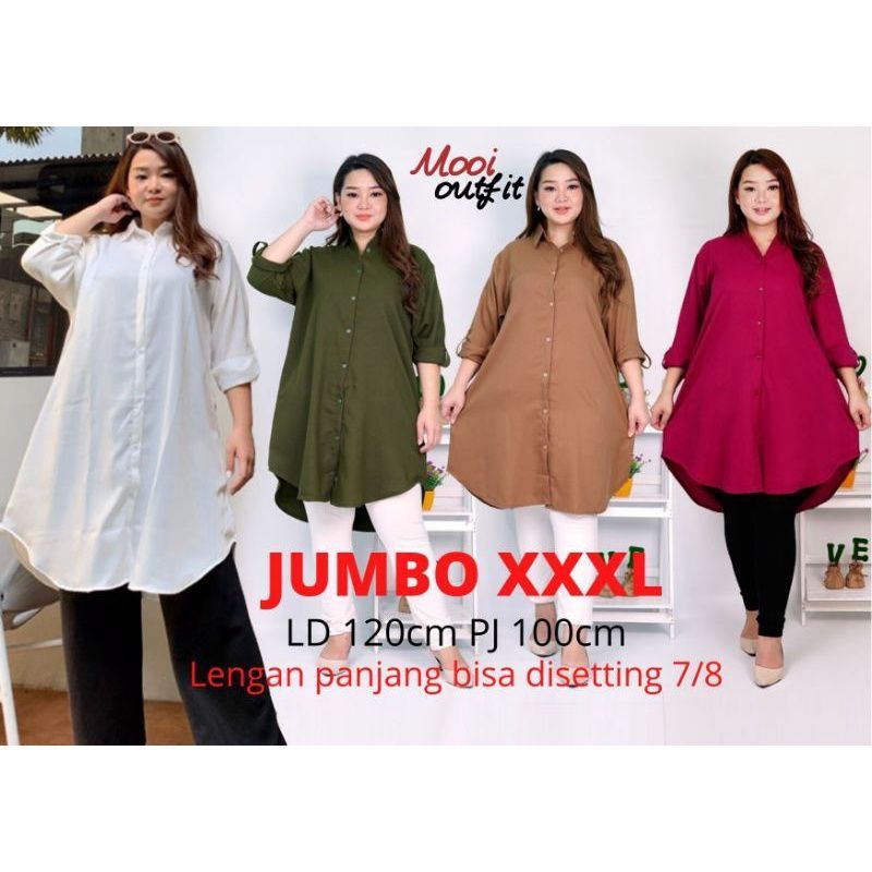 Promo MURAH  TUNIK KEMEJA POLOS JUMBO MURAH / TUNIK WANITA JUMBO / TUNIK JUMBO WANITA / TUNIK JUMBO 