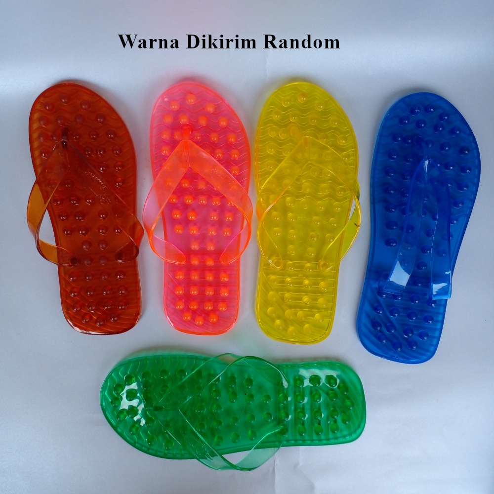 Sandal Refleksi Duri Besar Sendal Jepit Relaksasi Akupresur Telapak Kaki Pria Wanita Plastik Lentur