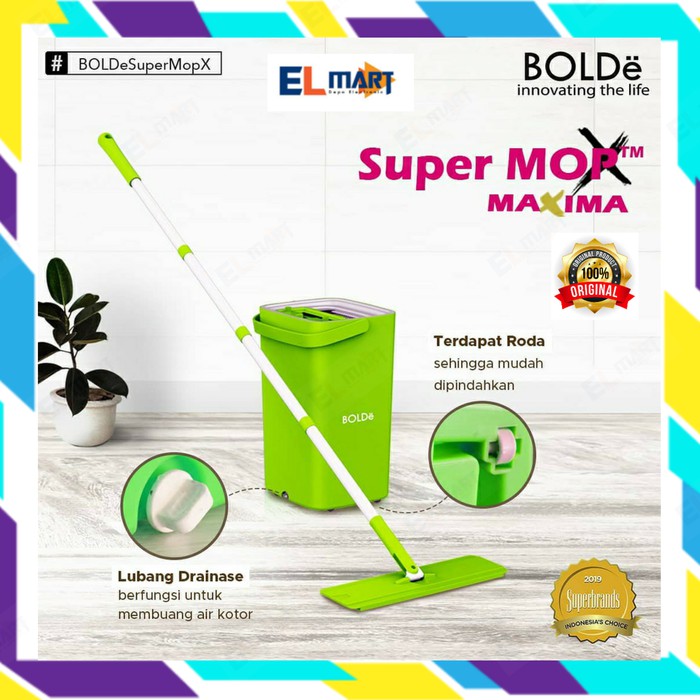 BOLde Super mop X Maxima Alat pel lantai tanpa peras ada roda