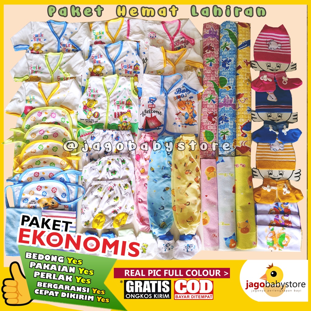 Paket Ekonomis Paket Baju Bayi &amp; Perlengkapan Lahiran - Paket New Born Baby - Kado Lahiran Bayi Baru Lahir lengkap Perlak Bedong. SET Paket Hemat PAKAIAN BAYI LAHIR