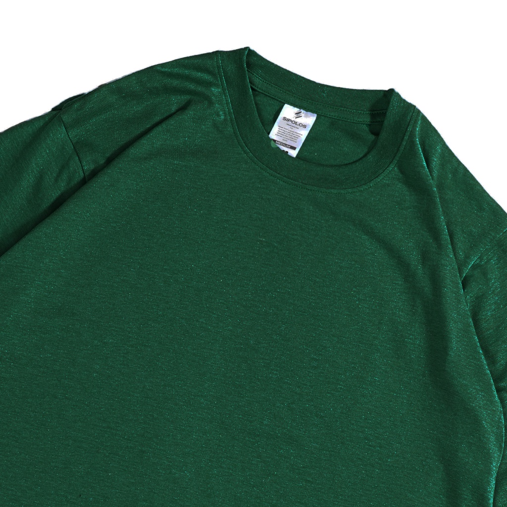 Sipolos Kaos Polos Pria Wanita Lengan Pendek Cotton Twotone Regular Fit-Dark Green