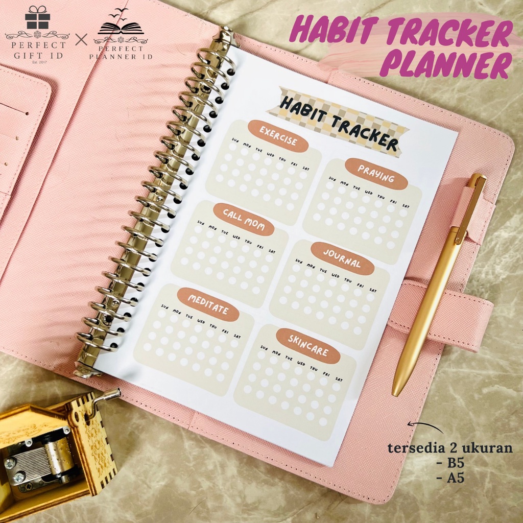 Jual Habit Tracker Planner, Health Habit Planner, Isi Binder, Kertas
