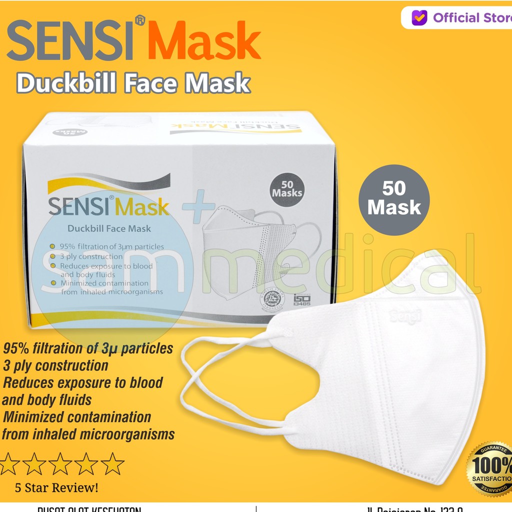 Sensi Mask Duck Bill - Isi 50 PCS / Face Mask Duckbil / Masker Putih Medis Fashion