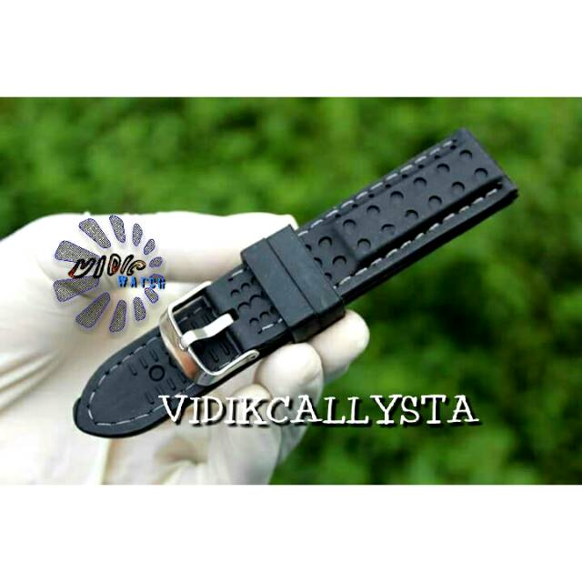 STRAP RUBBER LIST PUTIH 22 MM 22MM 2,2 CM / TALI RUBBER HITAM UNIVERSAL 22