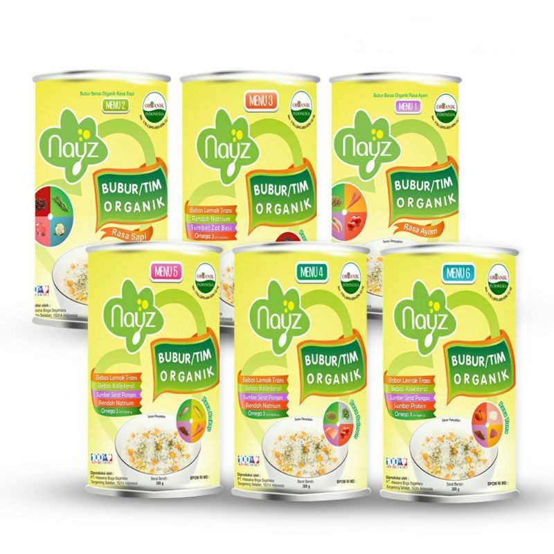 NAYZ Bubur/Tim Organik 6+ MPASI Baby Halal Menu 1- 6 300g dan 150g  By Lidyamomnbaby