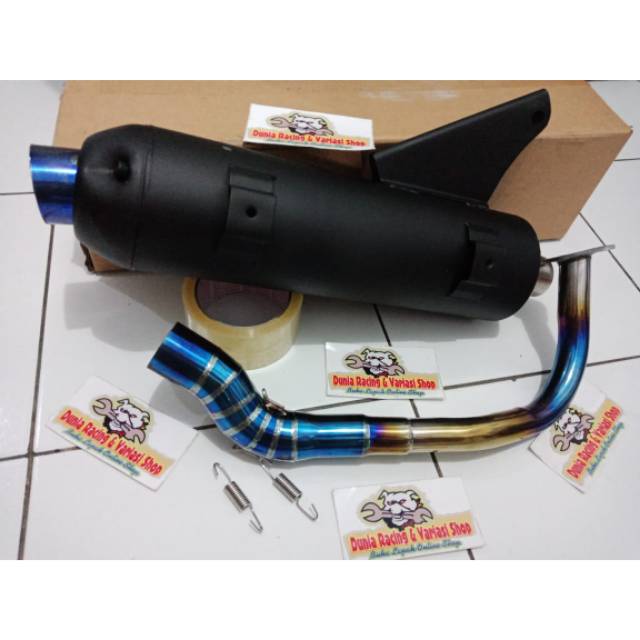 Knalpot Tsukigi Vario 110 karbu Vario 110 Techno Vario 125 Leher pelangi blue stenlis Thailand