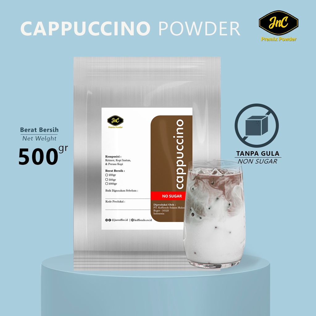 JnC Cappuccino Powder Tanpa Gula 500gr I Bubuk minuman Cappuccino