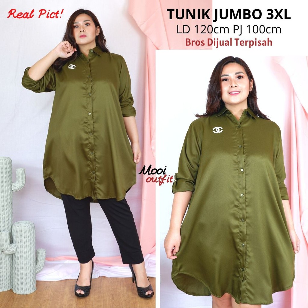 Mooi Outfit - TUNIK KEMEJA POLOS JUMBO MURAH 3xl 4xl / TUNIK WANITA JUMBO / TUNIK JUMBO LD 110 120 130 KEKINIAN TERBARU