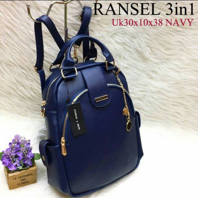 Tas Ransel Wanita Charles And Keith Ukuran Besar Untuk Kuliah Kerja Jalan Jalan Bagus Warna Navy