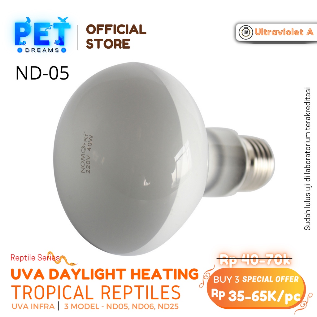 LAMPU UVA DAYLIGHT BASKING SPOT LAMP PENGHANGAT PEMANAS REPTIL REPTILE SULCATA IGUANA KURA TORTO