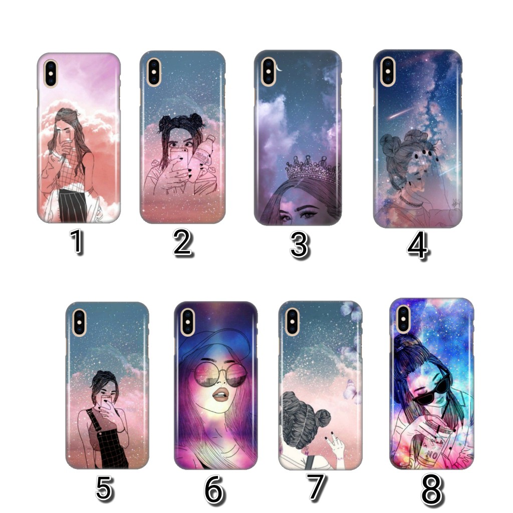 CUSTOM CASE 3D GIRL GALAXY FULLPRINTING EDISI 1 oppo a12, oppo a5s, realme 3, samsung j5 & ALL TYPE