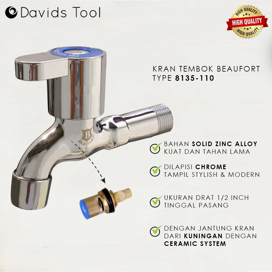 Kran Tembok Keran Kamar Mandi Stainless Dapur Beaufort 8135 110
