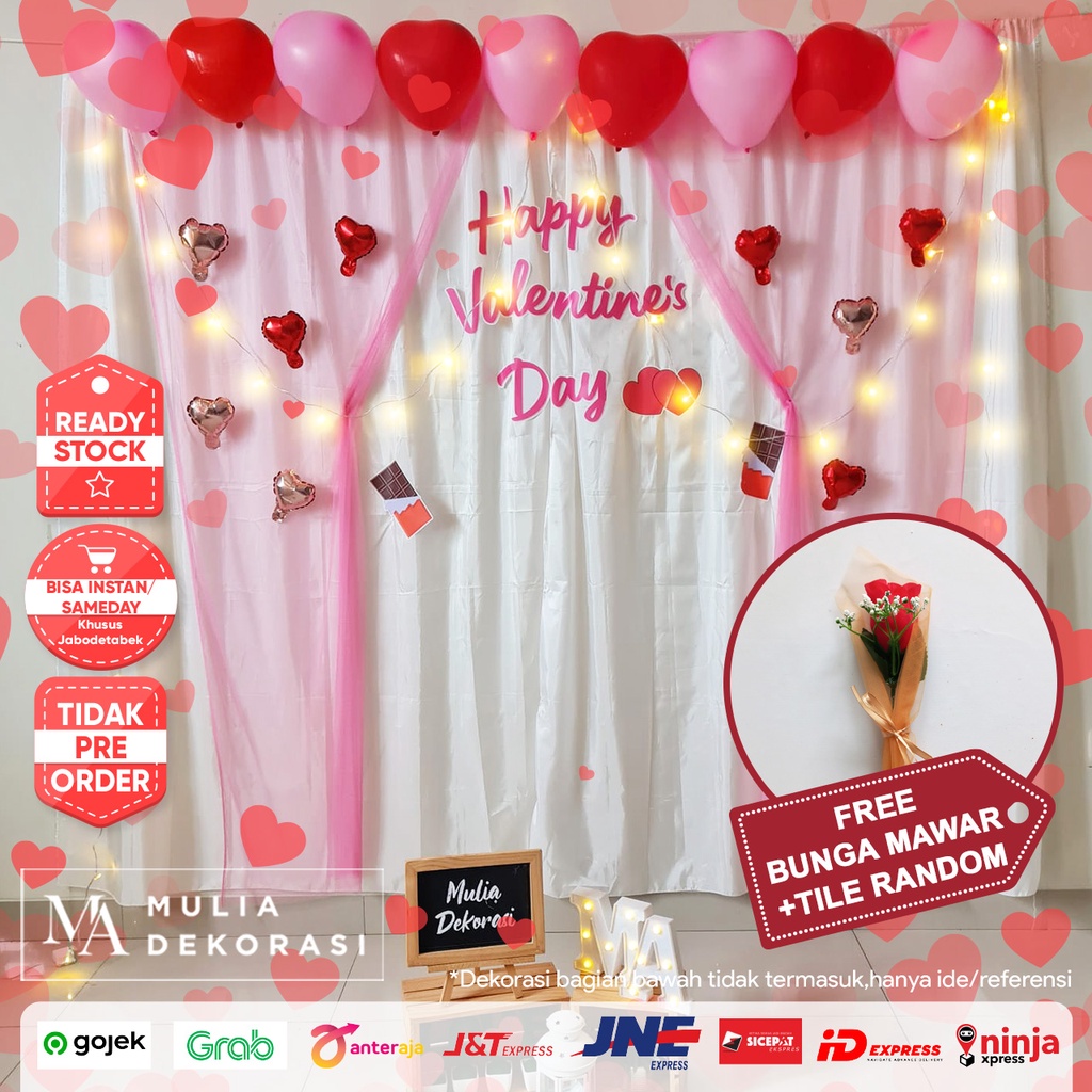 Dekorasi Backdrop Valentine Hari Kasih Sayang Februari Nyatakan Cinta Couple Paket Valentine Pink