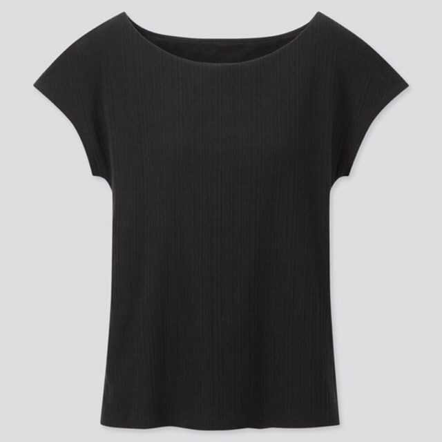 UNIQLO, Women T-Shirt Bra Rib, boat neck. Lengan french