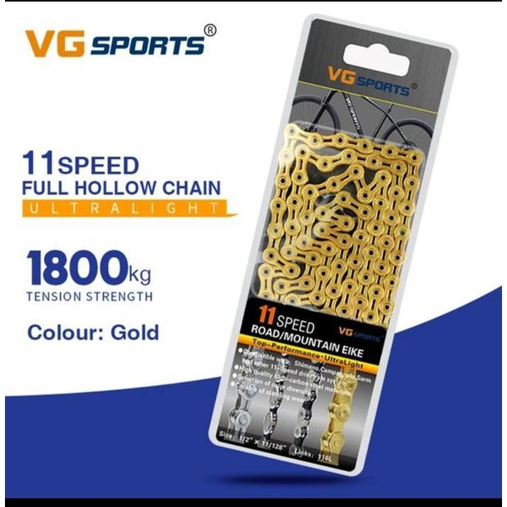 VG Sports Rantai Sepeda 11 Speed Gold Full Hollow  Gold - Rantai Sepeda MTB - Rantai Sepeda Lipat