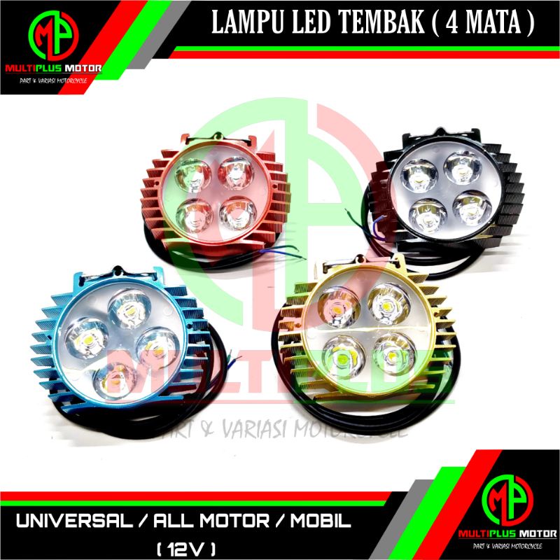 Lampu led sorot 4 mata Lampu led tembak 4 mata 12V,MOTOR,MOBIL,UNIVERSAL 12V