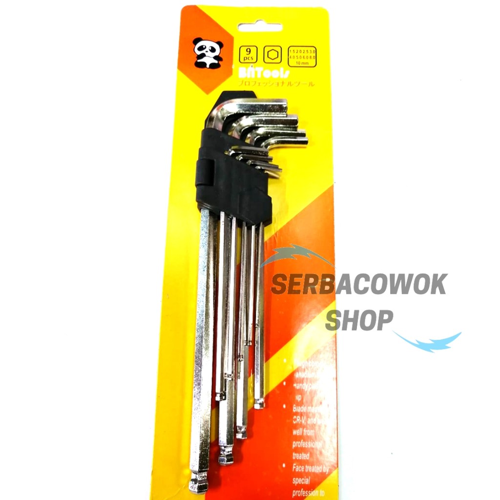 Kunci L Pentol Panjang Bulat Set 9 pcs Lokal Hex Key Extra Long Termurah Berkualitas