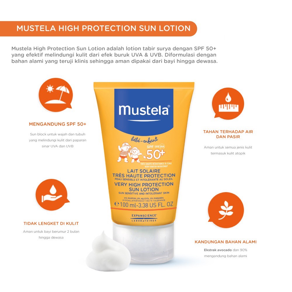 [PROMO] Mustela Very High Protection Sun Lotion Sunblock SPF 50+ 40ml