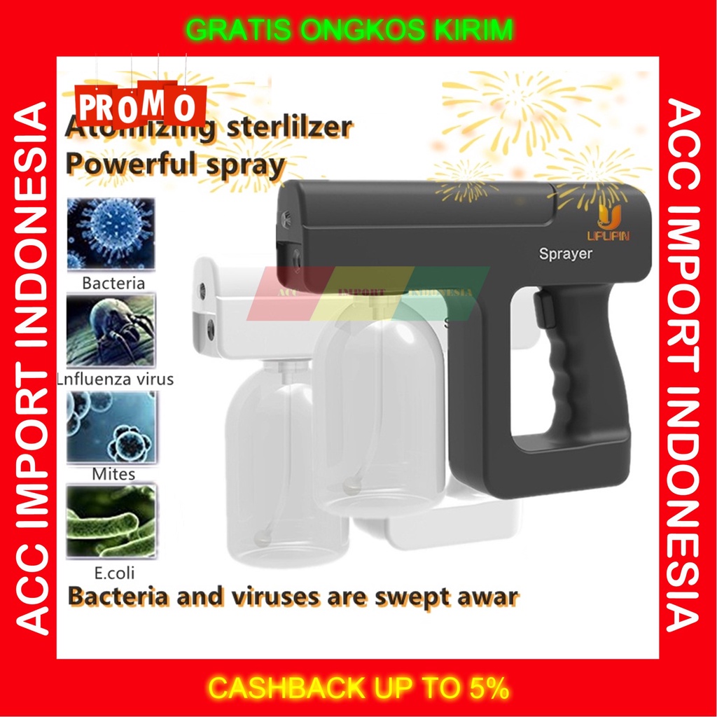 Spray Gun Nano Electric Wireless UV Ultraviolet Desinfektan Ruangan