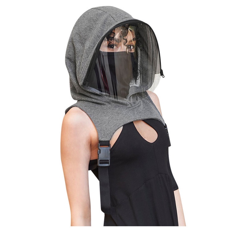 Hoodie Face Shield Masker Pelindung Tahan Debu Tahan Tetesan