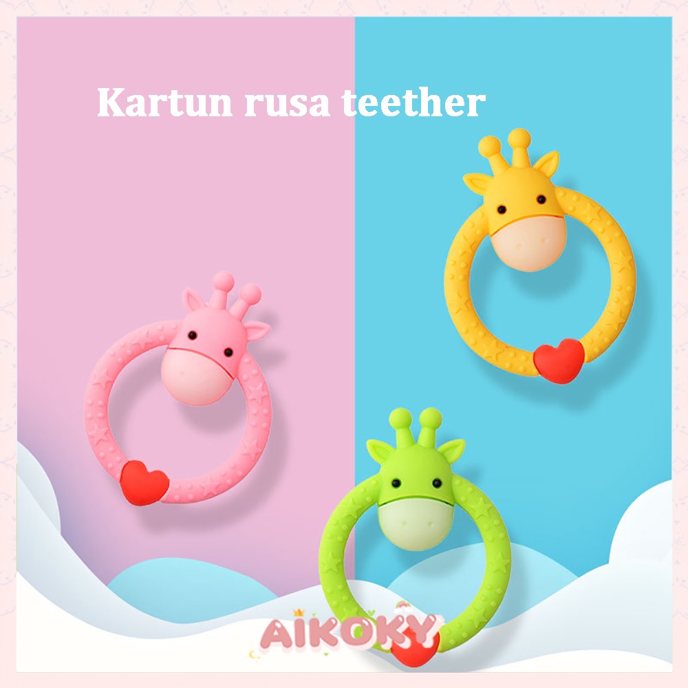 Aikoky Mainan gigitan bayi bahan silikon/Mainan bayi 6 bulan BPA Free