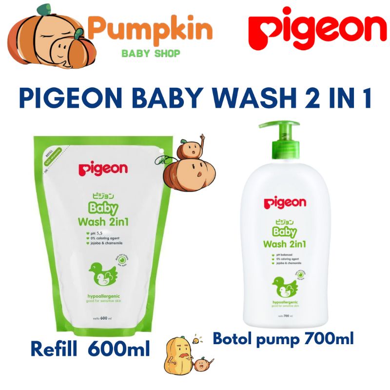 PIGEON Baby Wash 2in1 Chamomile Refill 600ml Shampoo &amp; Sabun Cair Bayi Pigeon 600ml