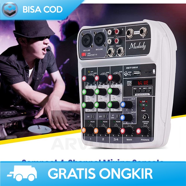 CONSOLE MIXER PROFESSIONAL BY MUSLADY AI-4 PHANTOM POWER 48V 4 CHANNEL