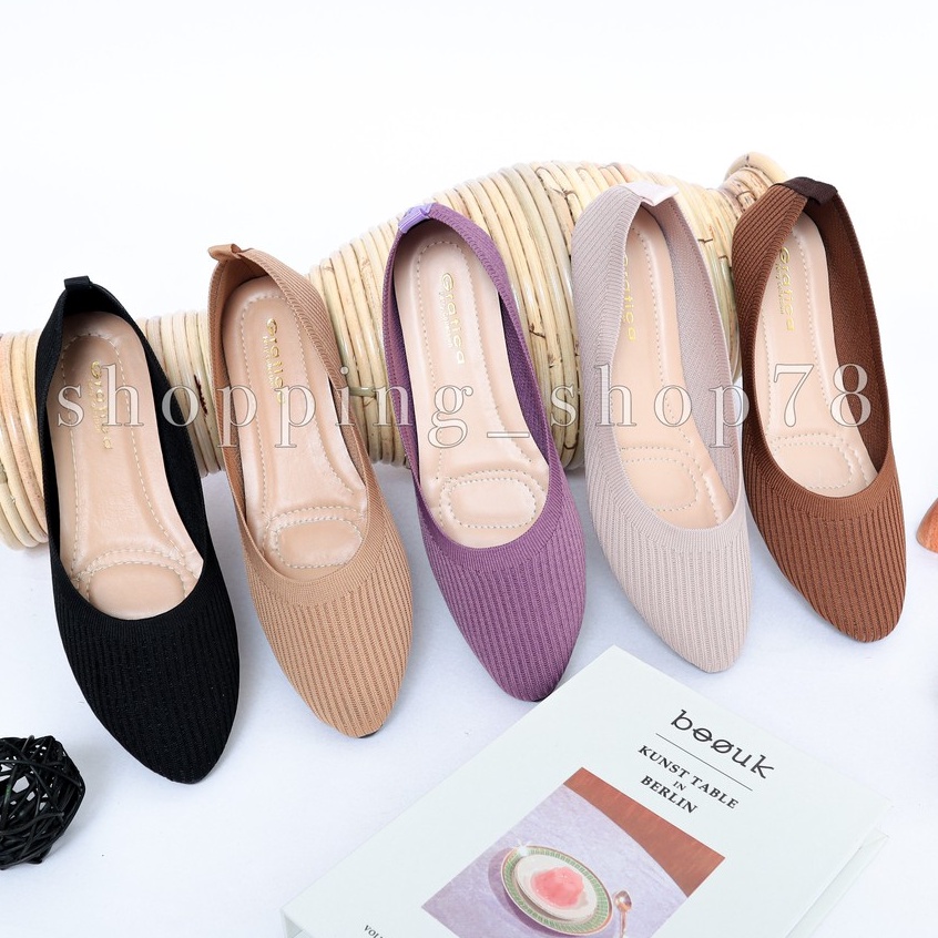 Sepatu Wanita Flat Shoes Rajut Lancip Gratica AM 72