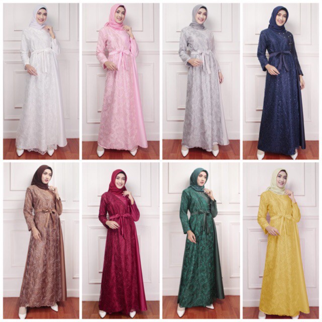 Ruairu MAXI CARISSA ORGANZA DRESS GAMIS BRUKAT ORGANZA MUTIARA GAMIS PESTA MAXI BILQIS Murah