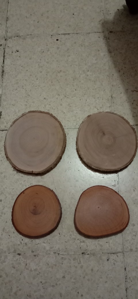 Tatakan 11-12 Cm Coated Kayu Besar Natural Wood Coaster Diameter