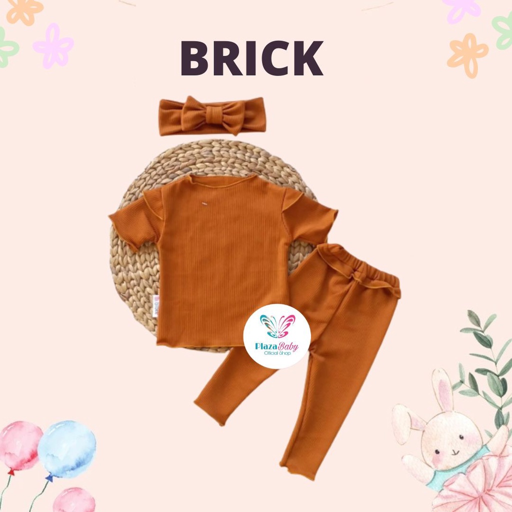 Plazababyku BBB VINCY setelan anak perempuan jumper bayi motif bunga lucu free headband