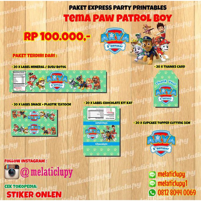 

Tema Paw Patrol Boy - Paket Hemat Express Label Ultah Anak Promo Hari Ini
