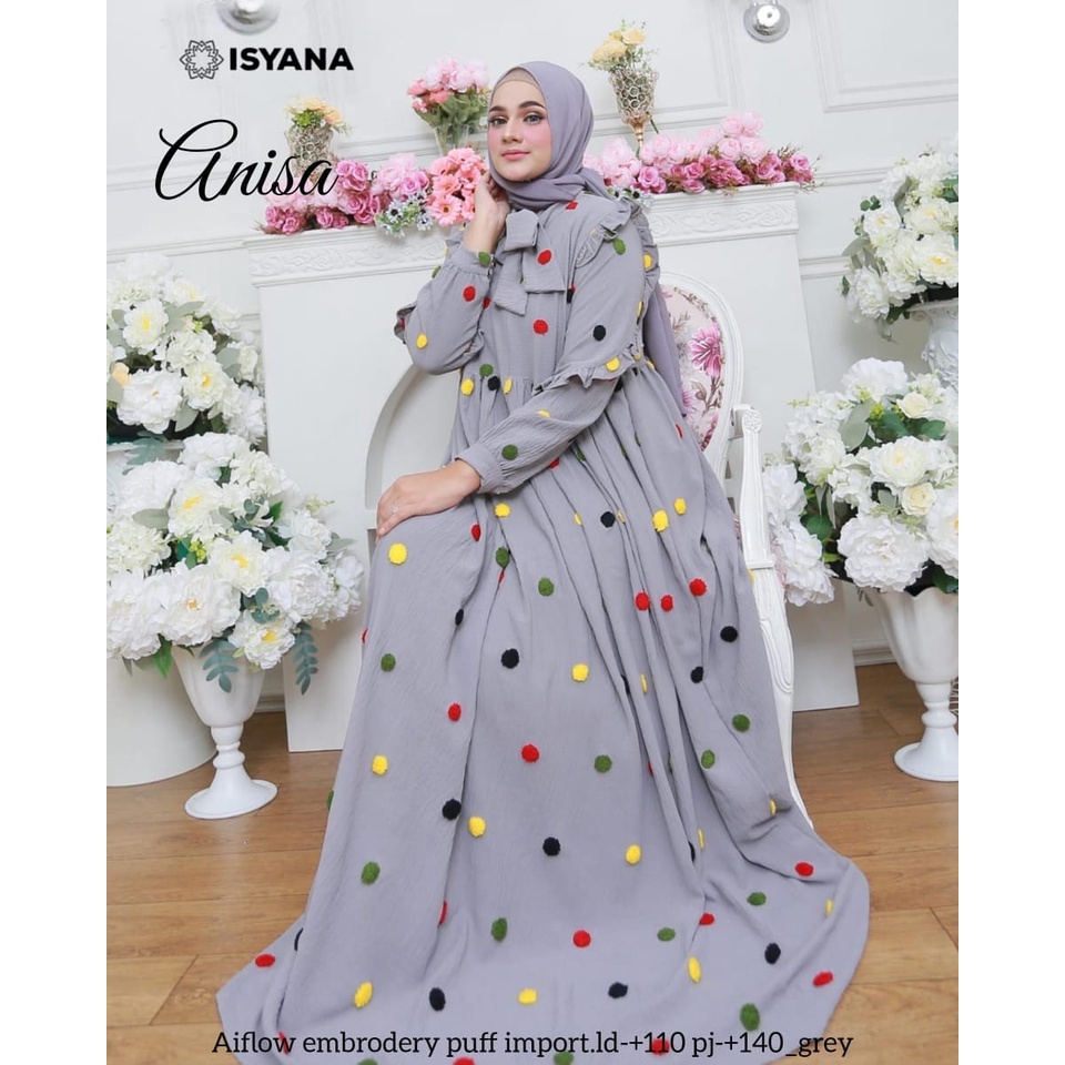 anisa maxy maxi pakaian baju gamis syari longdress long dress dres motif adem polos panjang jumbo ld