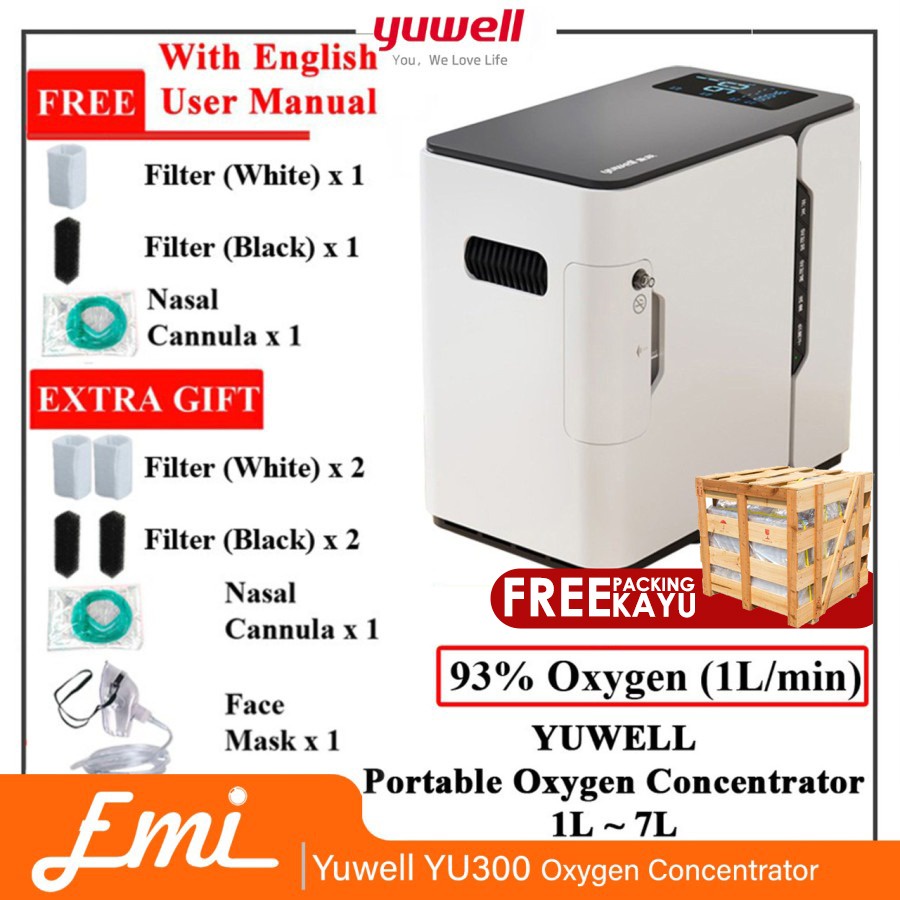 Yuwell YU300 / YU500 Oxygen Concentrator Homecare Mesin Generator Oksigen