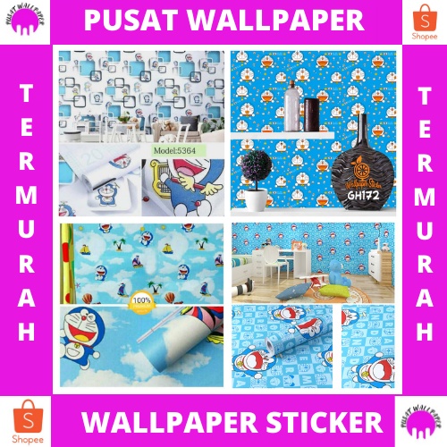 COD PROMO PALING MURAH - PUSAT Wallpaper Dinding Stiker Motif KARAKTER DORAEMON / HELLO KITTY / KEROPPI UKURAN 45CMX1M BEST SELLER