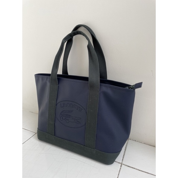 Lacoste Women Coated Zip Tote Bag Navy (Preloved 100% Original)