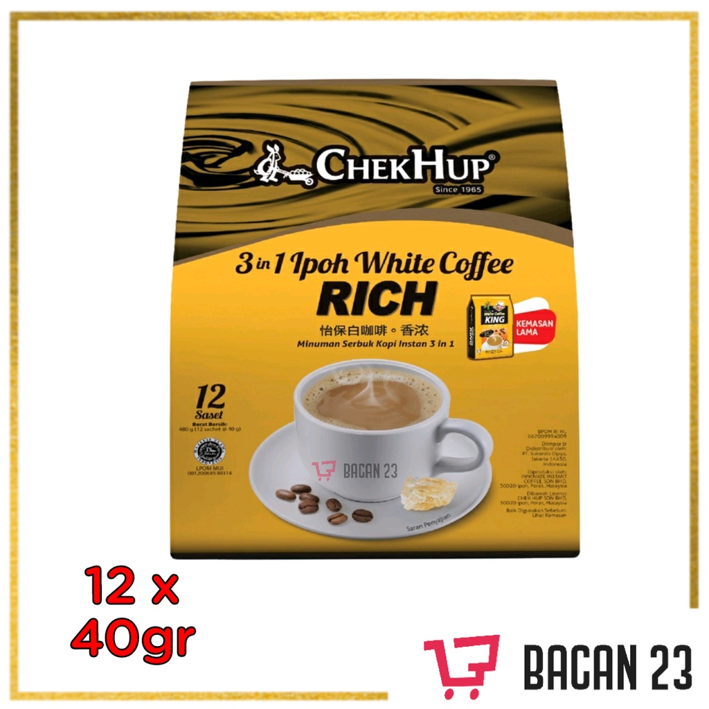 ChekHup 3in1 Ipoh White Coffe King Rich Malaysia (40gx12s) / Kopi Putih / Chek Hup Kopi Putih Ipoh