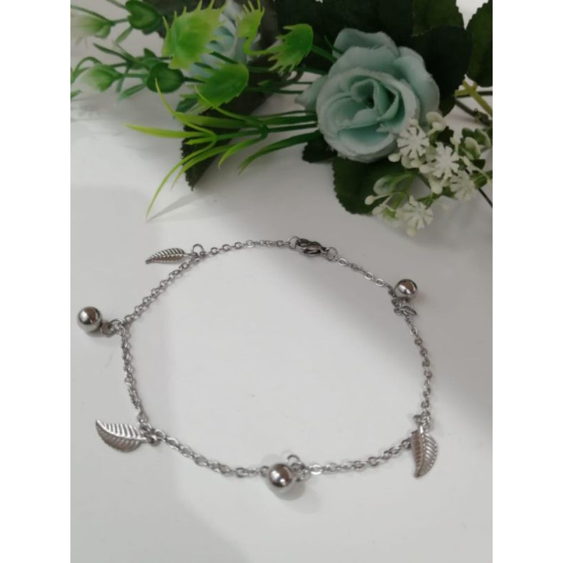 GELANG TANGAN WANITA TITANIUM ASLI ANTI KARAT LAPIS EMAS 22 K WARNA SILVER MOTIF PILIHAN