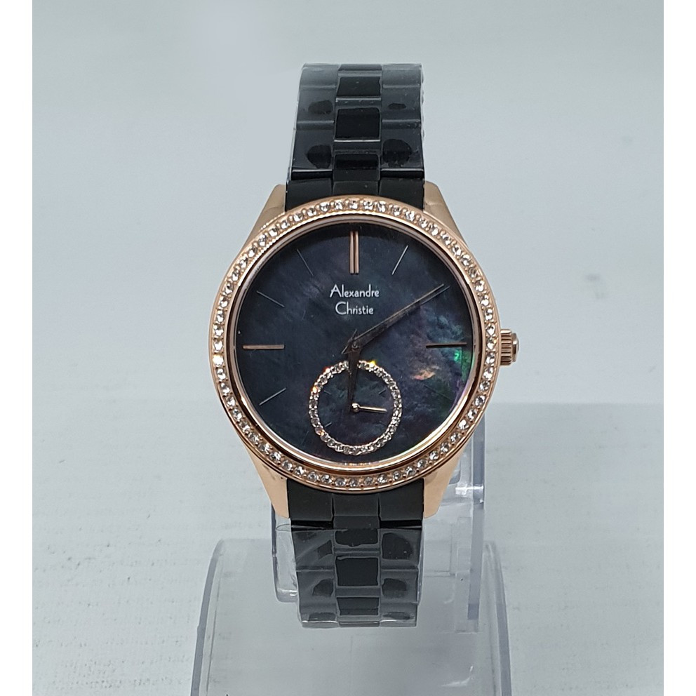 Alexandre Christie Ac2715 Rosegold Black, Jam Tangan Wanita, Original