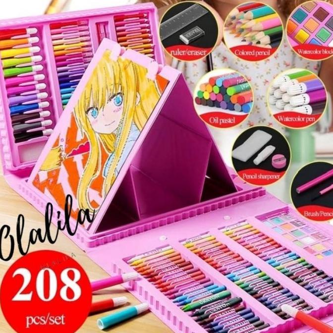 

Crayon Set Anak 208 Pcs Pensil Warna Alat Lukis Alat Mewarnai Gift Set