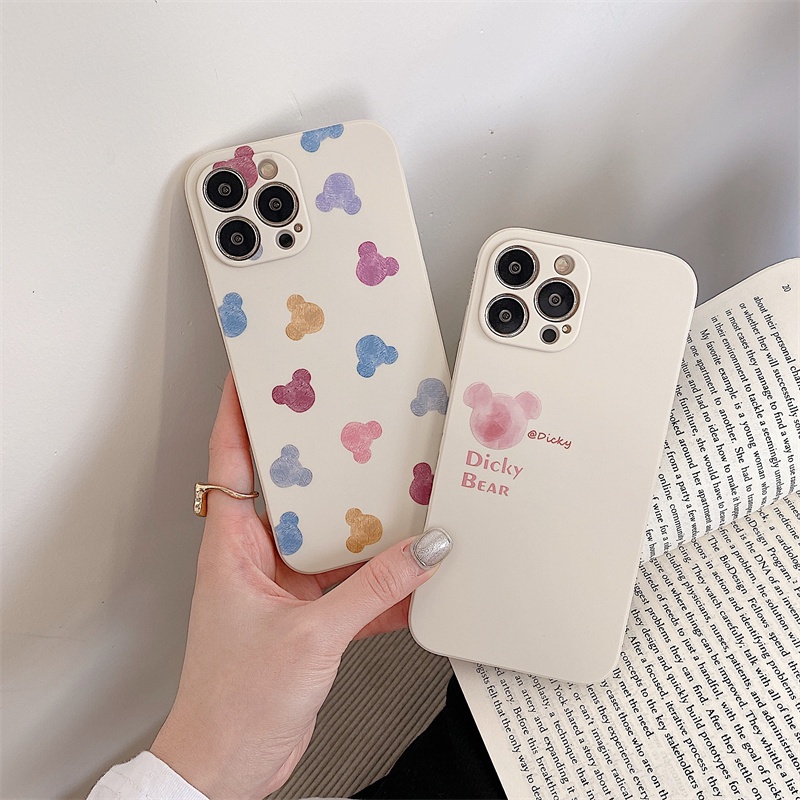 Full screen watercolor Mickey casing iphone 13 12 11 pro X Xs max 7 8 plus SE2020 Disney  soft silicone case iphone case iphone couple