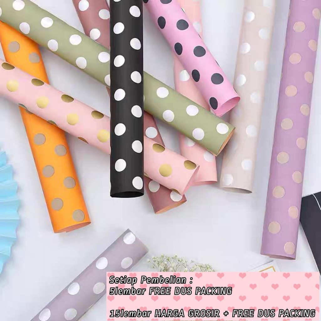 

IJU120 5Lembar-Kertas Bunga Buket Dot Bulat/Kertas Buket Bunga Florist Cellophane/Flower Wrapping Paper