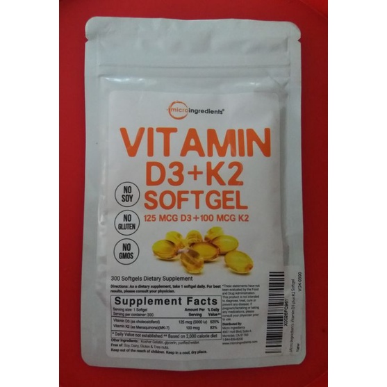 Microingredients vitamin D3+K2  isi 300 softgel, Micro ingredients