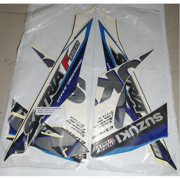 Stiker Bodi &amp; Lis Body &amp; Striping Satria Fu 2015 Putih Biru