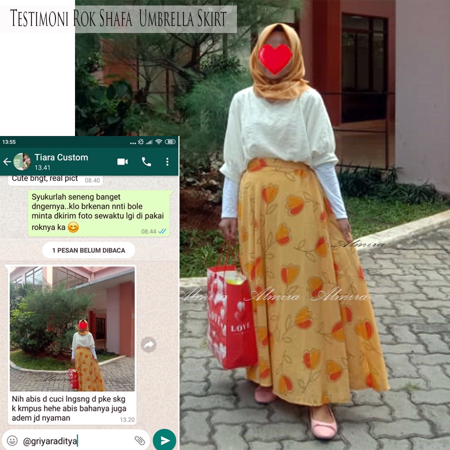 Rok Panjang Wanita Muslimah Model Payung Mayung Lebar Shafa Umbrella Skirt Griyaraditya Almira